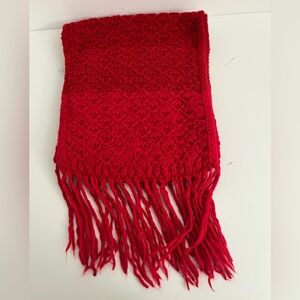 Hollister Red Chunky Knit Scarf with Fringe – One Size